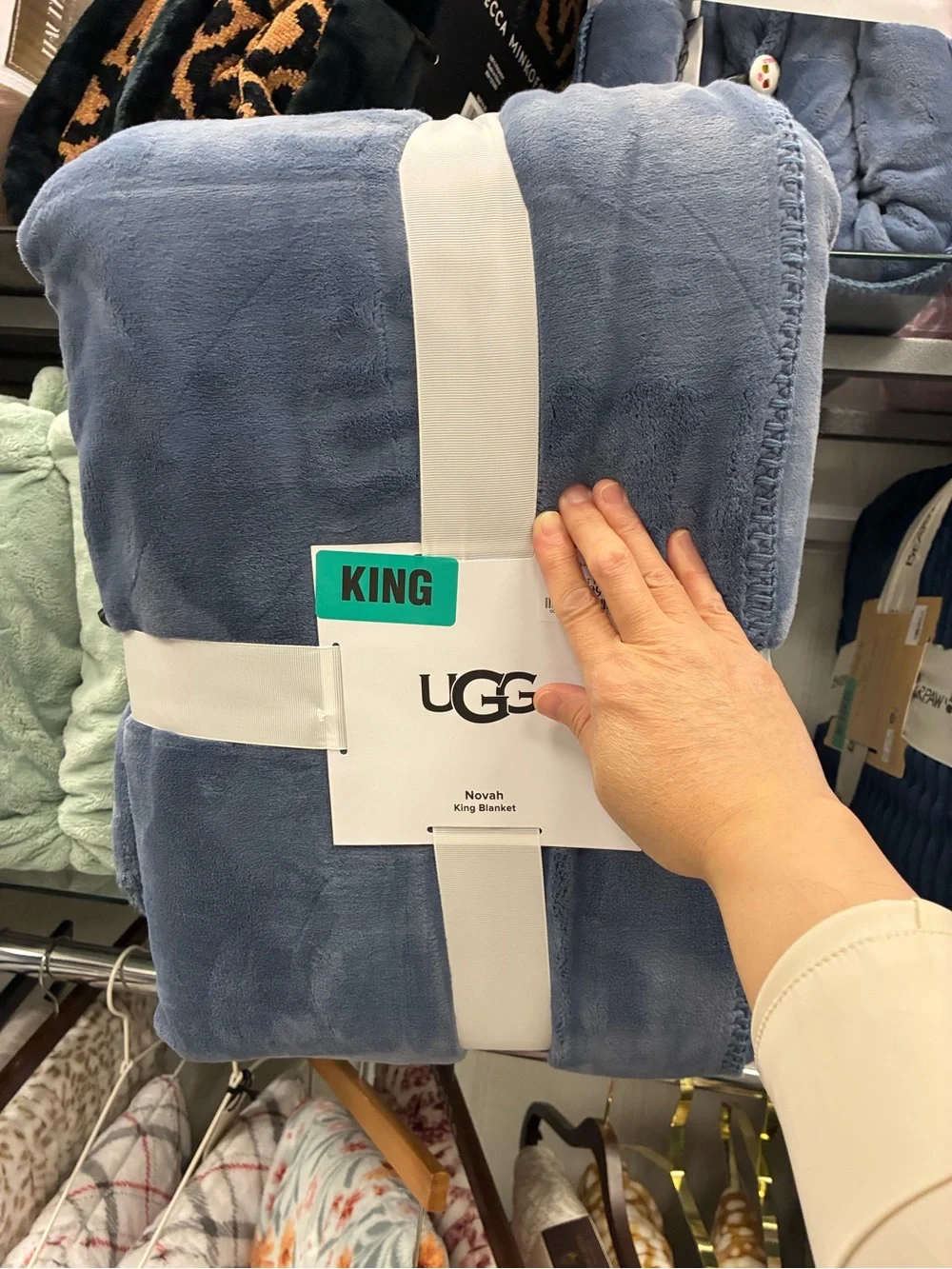 UGG Novah Plush Blanket in Slate Blue